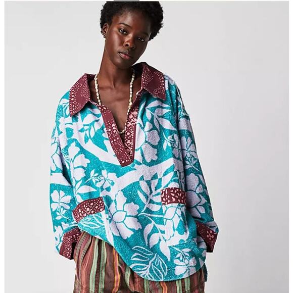 Free People Womens After Swim Long Sleeve Sweatshirt Multicolor Size M - Picture 1 of 8